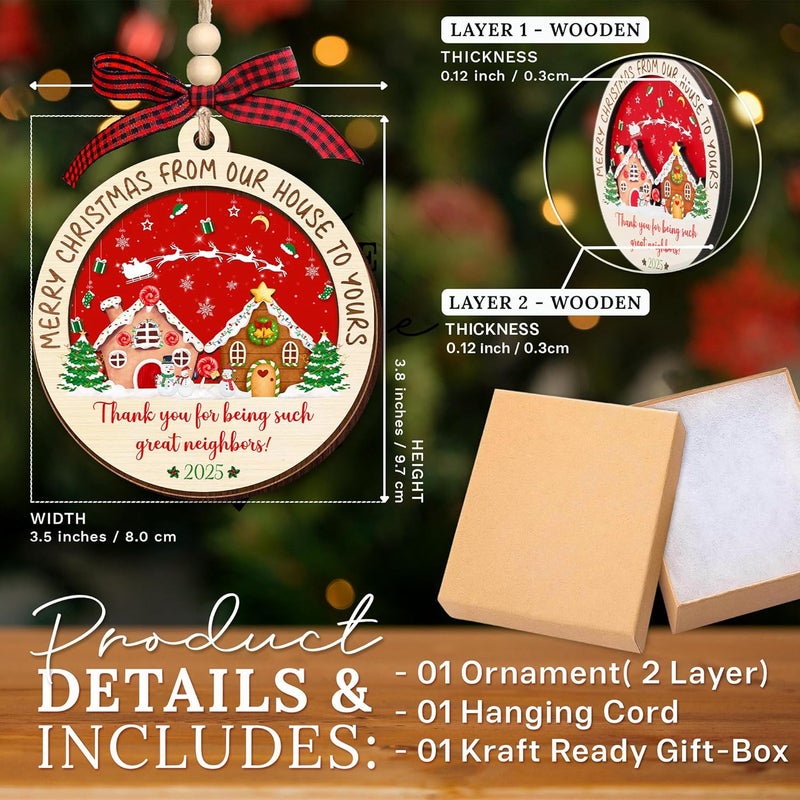 HEXMOZ Neighbor Christmas Ornaments 2025 - Christmas Neighbor Gifts - Gifts for Neighbors, Best Neighborhood Gift Ideas - Friendship Gift for Next Door Neighbors, Women, Men - Image 2